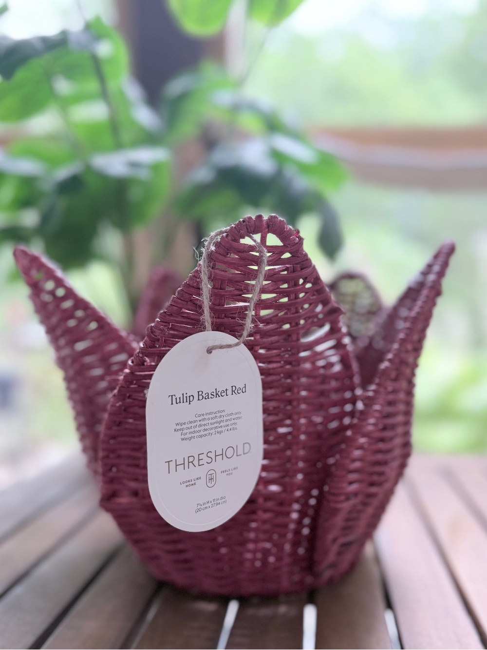 Threshold Tulip Basket Red NWT Target Rattan Woven